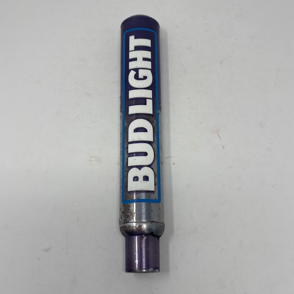 Bud Light Beer Tap Handle Purple Metallic White Raised Lettering Breweriana Bar